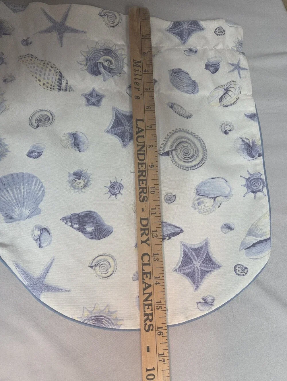 Coastal Seashell Scalloped Window Valance Blue White Beach Cottage 49x16
